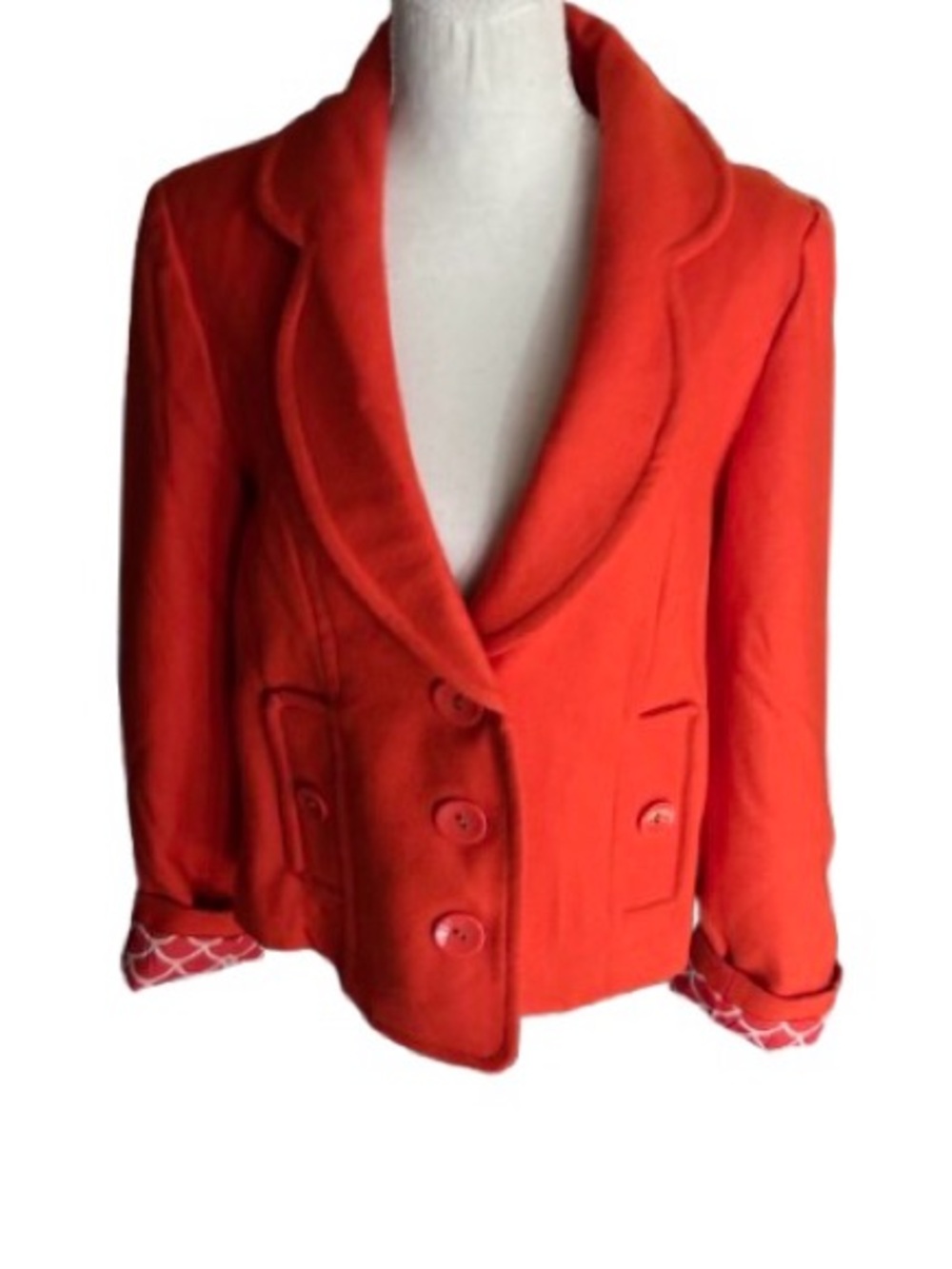 Orange TULLE Large Wool Blend Jacket Coat Pumpkin Fall Boho Bohemian Snow LG